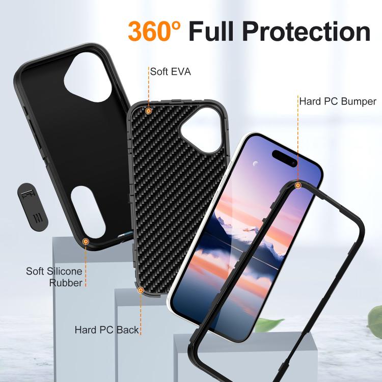 For iPhone 17 Rugged PC + Silicone Phone Case with Holder