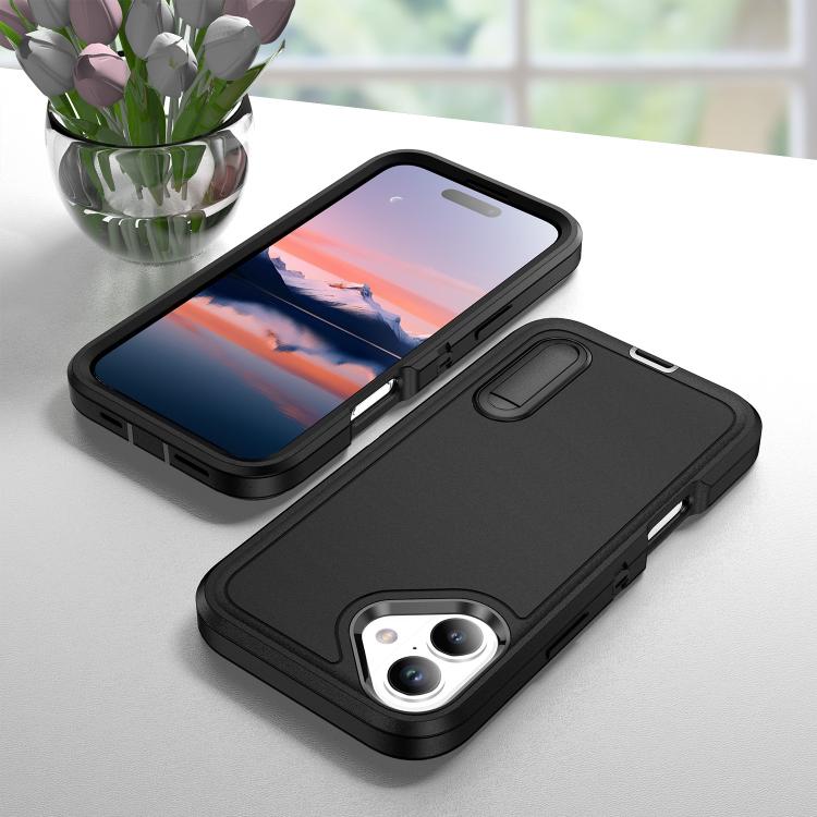 For iPhone 17 Rugged PC + Silicone Phone Case with Holder