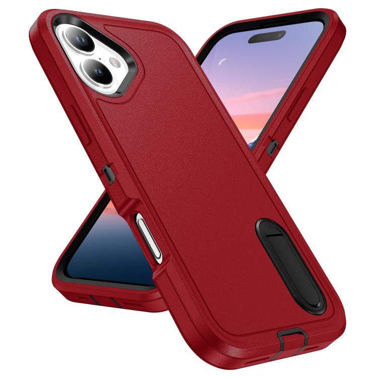 For iPhone 17 Rugged PC + Silicone Phone Case with Holder