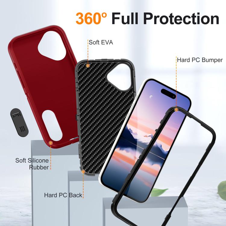 For iPhone 17 Rugged PC + Silicone Phone Case with Holder