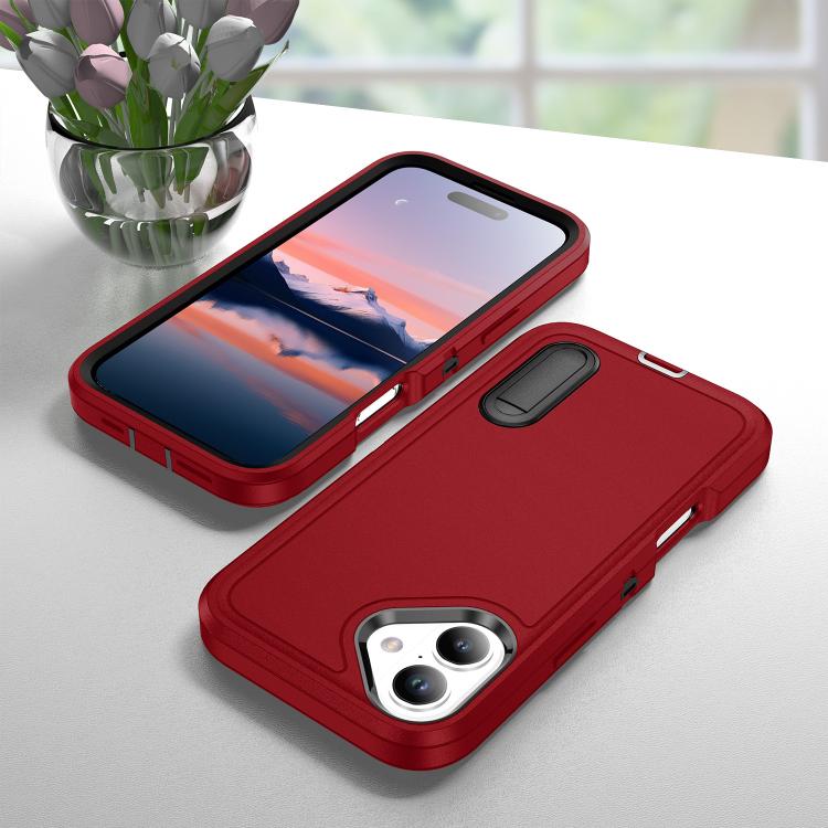 For iPhone 17 Rugged PC + Silicone Phone Case with Holder