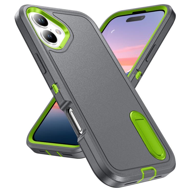 For iPhone 17 Rugged PC + Silicone Phone Case with Holder