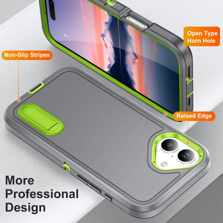 For iPhone 17 Rugged PC + Silicone Phone Case with Holder
