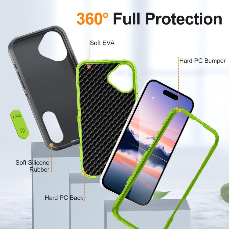For iPhone 17 Rugged PC + Silicone Phone Case with Holder