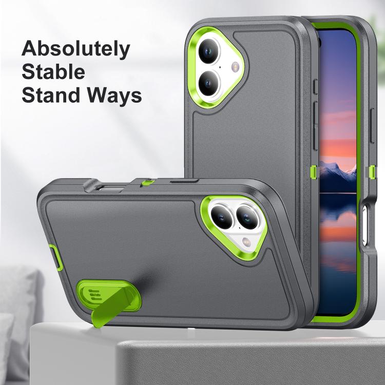 For iPhone 17 Rugged PC + Silicone Phone Case with Holder