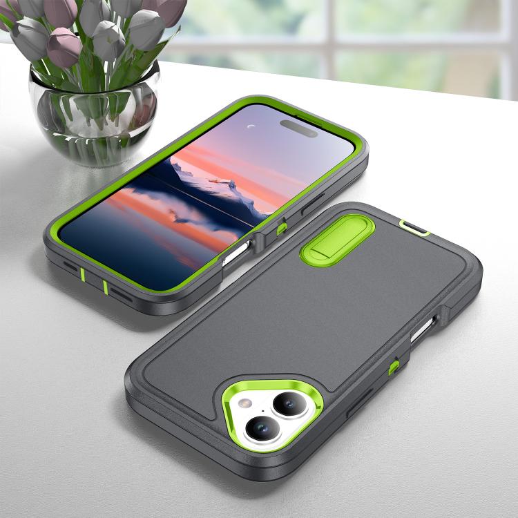 For iPhone 17 Rugged PC + Silicone Phone Case with Holder
