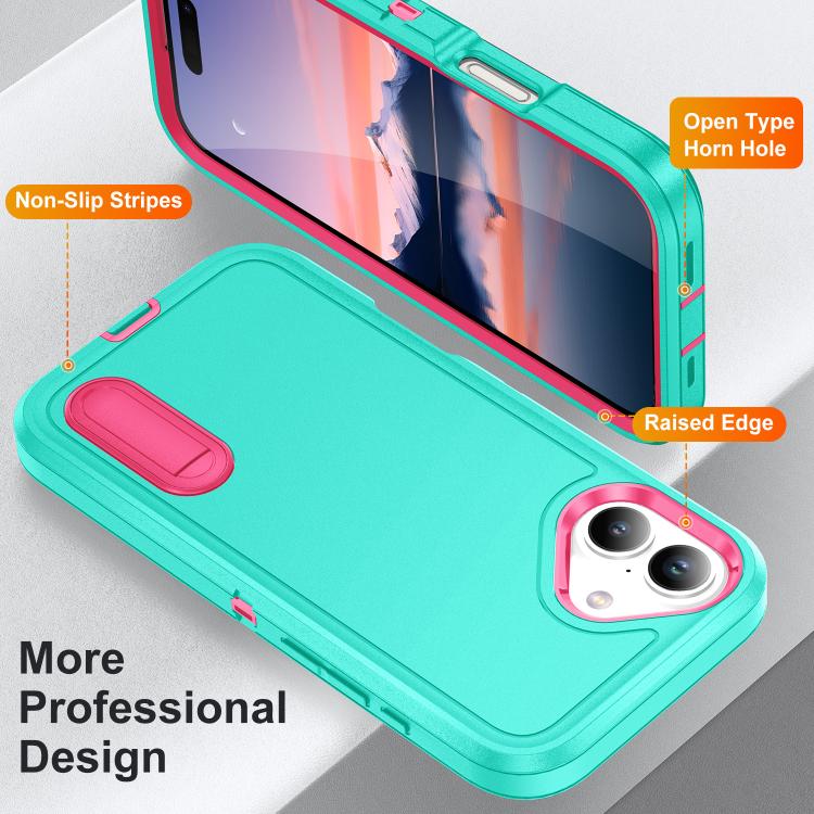 For iPhone 17 Rugged PC + Silicone Phone Case with Holder