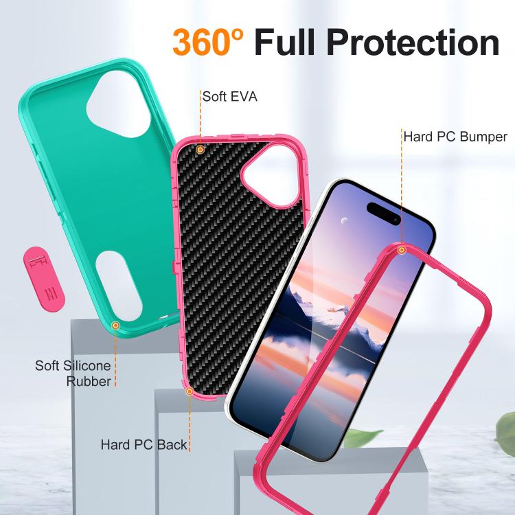 For iPhone 17 Rugged PC + Silicone Phone Case with Holder