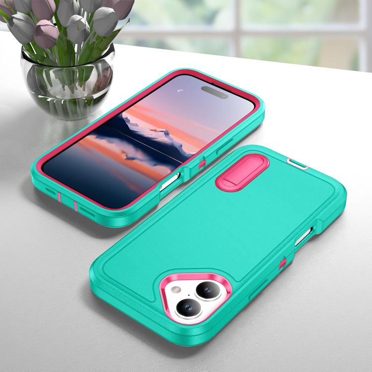 For iPhone 17 Rugged PC + Silicone Phone Case with Holder