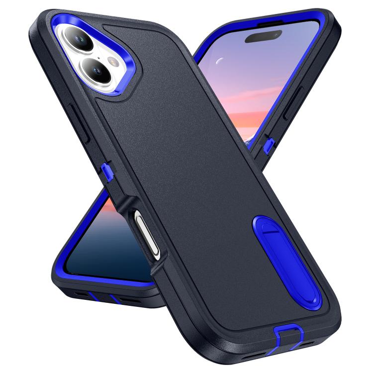 For iPhone 17 Rugged PC + Silicone Phone Case with Holder