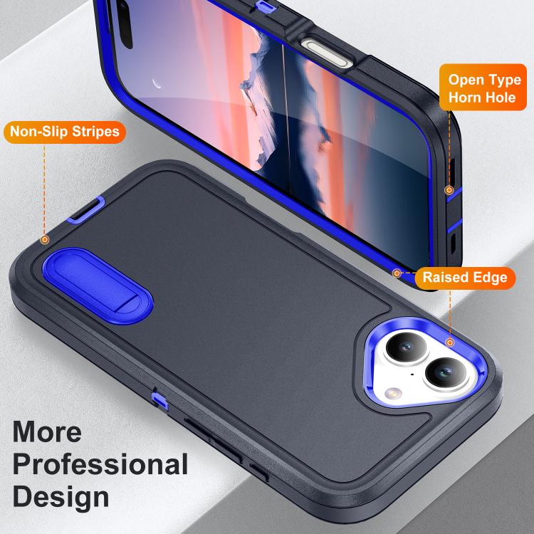 For iPhone 17 Rugged PC + Silicone Phone Case with Holder