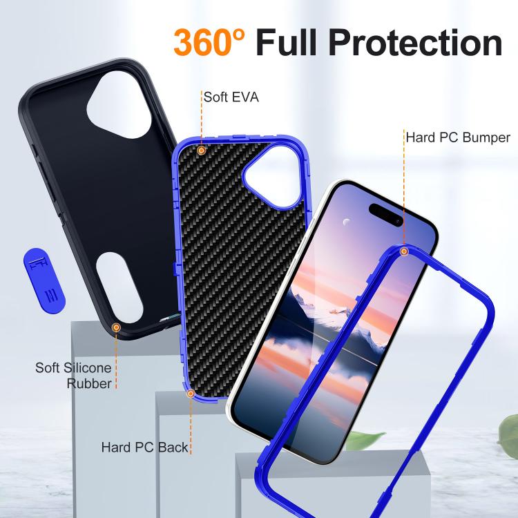 For iPhone 17 Rugged PC + Silicone Phone Case with Holder