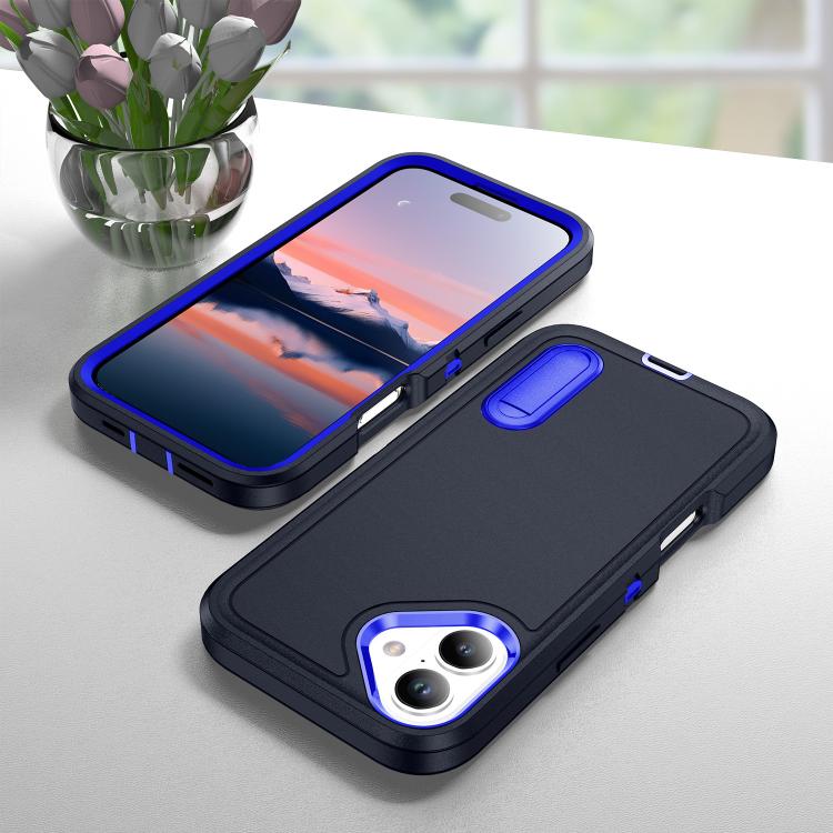 For iPhone 17 Rugged PC + Silicone Phone Case with Holder