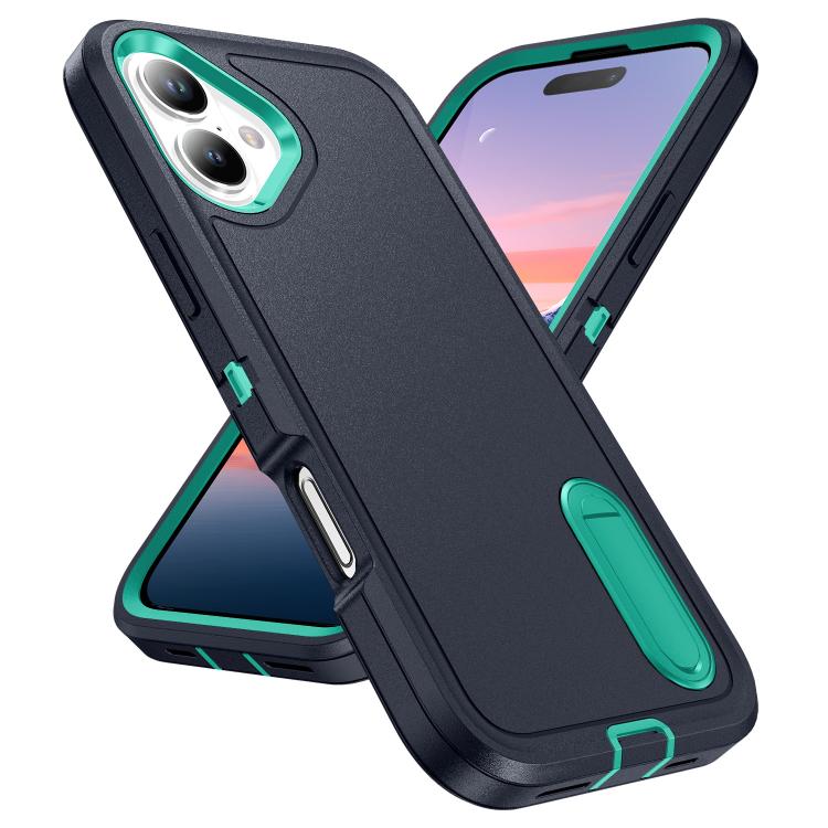 For iPhone 17 Rugged PC + Silicone Phone Case with Holder