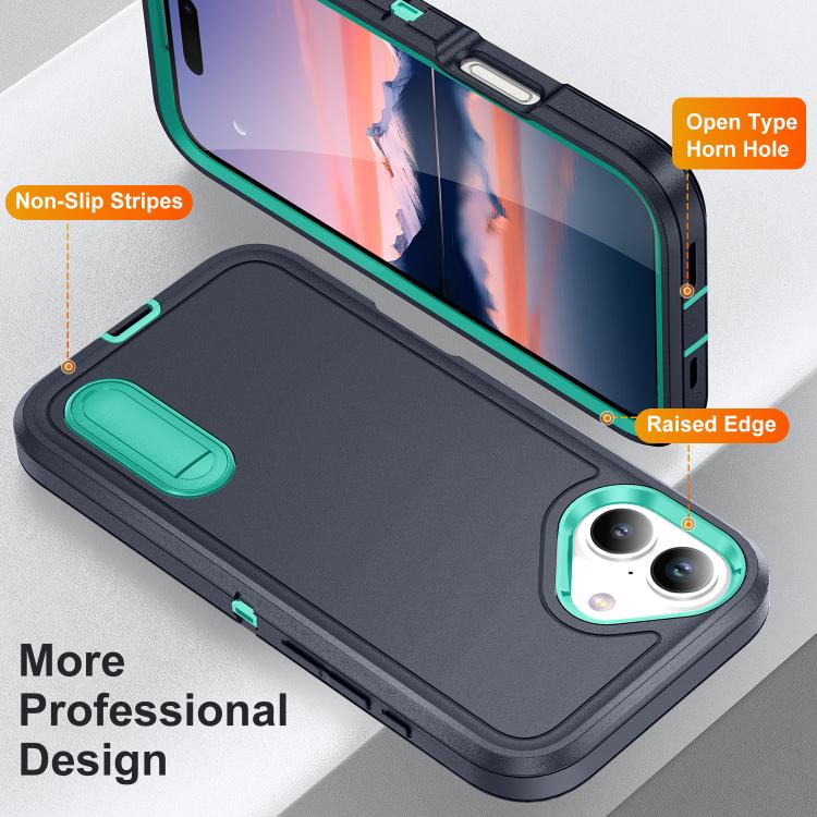 For iPhone 17 Rugged PC + Silicone Phone Case with Holder