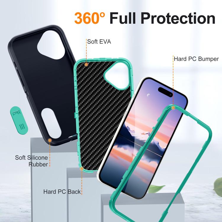 For iPhone 17 Rugged PC + Silicone Phone Case with Holder