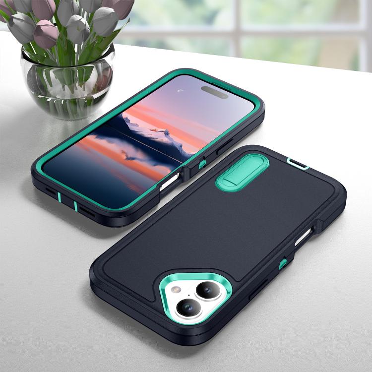For iPhone 17 Rugged PC + Silicone Phone Case with Holder