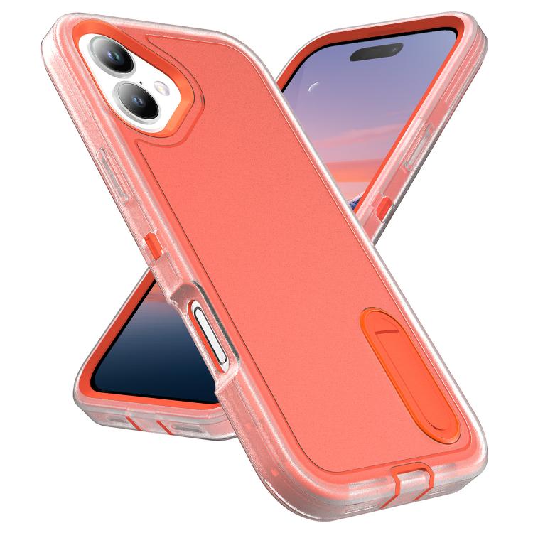For iPhone 17 Rugged PC + Silicone Phone Case with Holder