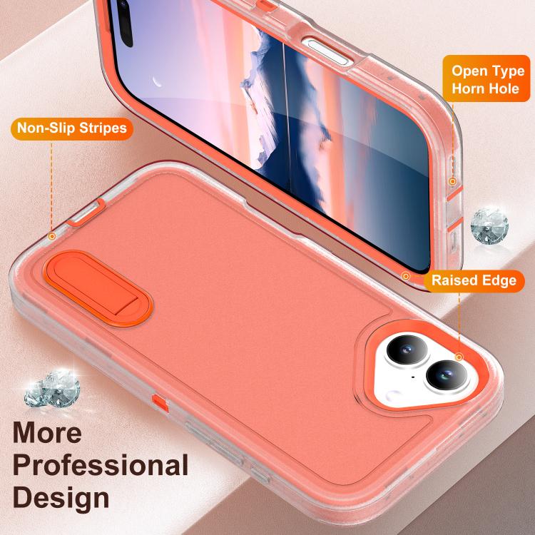 For iPhone 17 Rugged PC + Silicone Phone Case with Holder