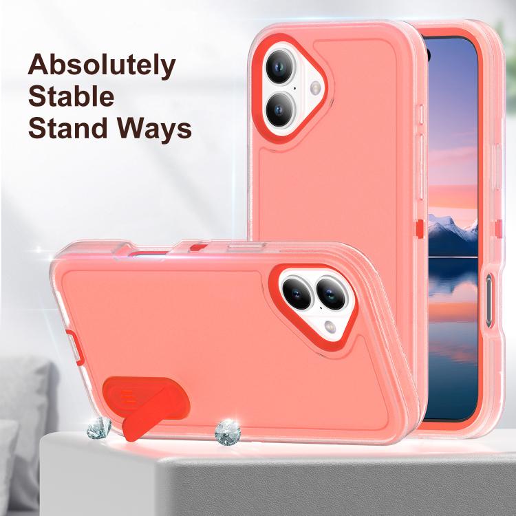 For iPhone 17 Rugged PC + Silicone Phone Case with Holder