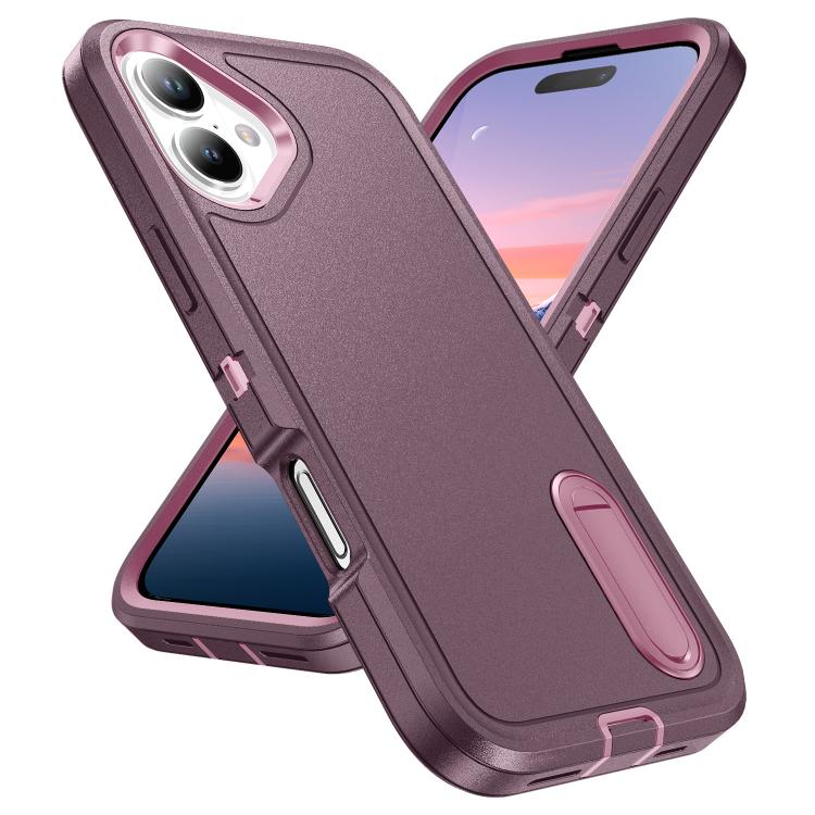For iPhone 17 Rugged PC + Silicone Phone Case with Holder