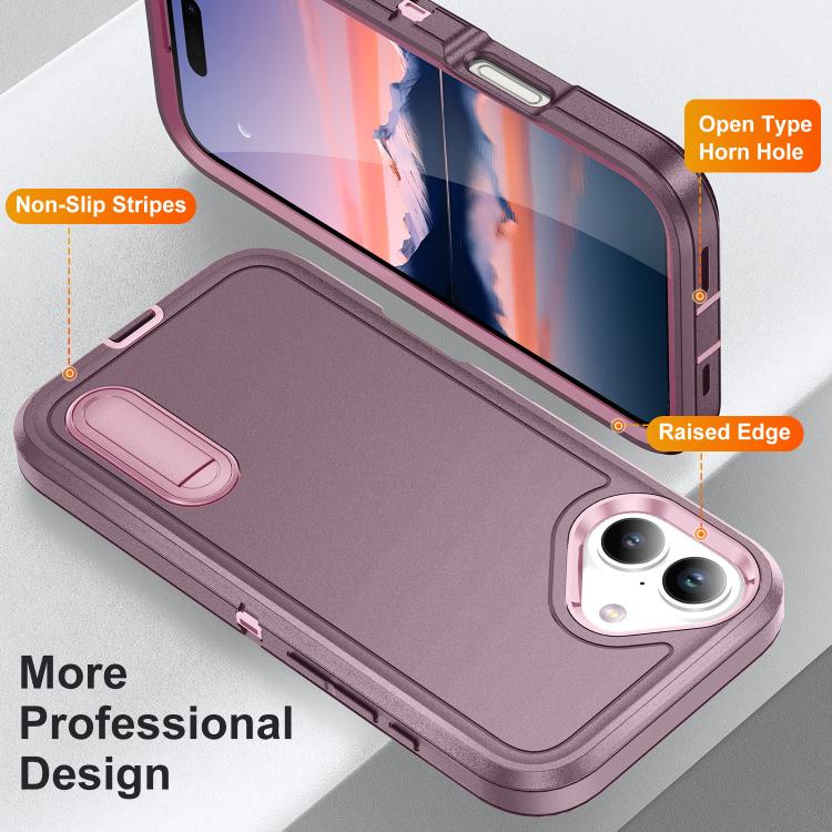 For iPhone 17 Rugged PC + Silicone Phone Case with Holder