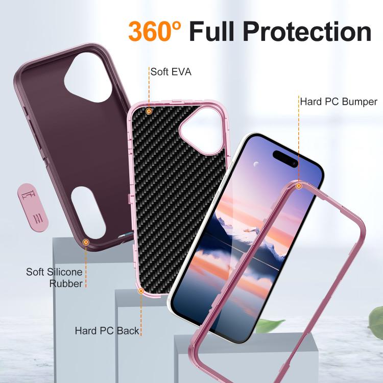 For iPhone 17 Rugged PC + Silicone Phone Case with Holder