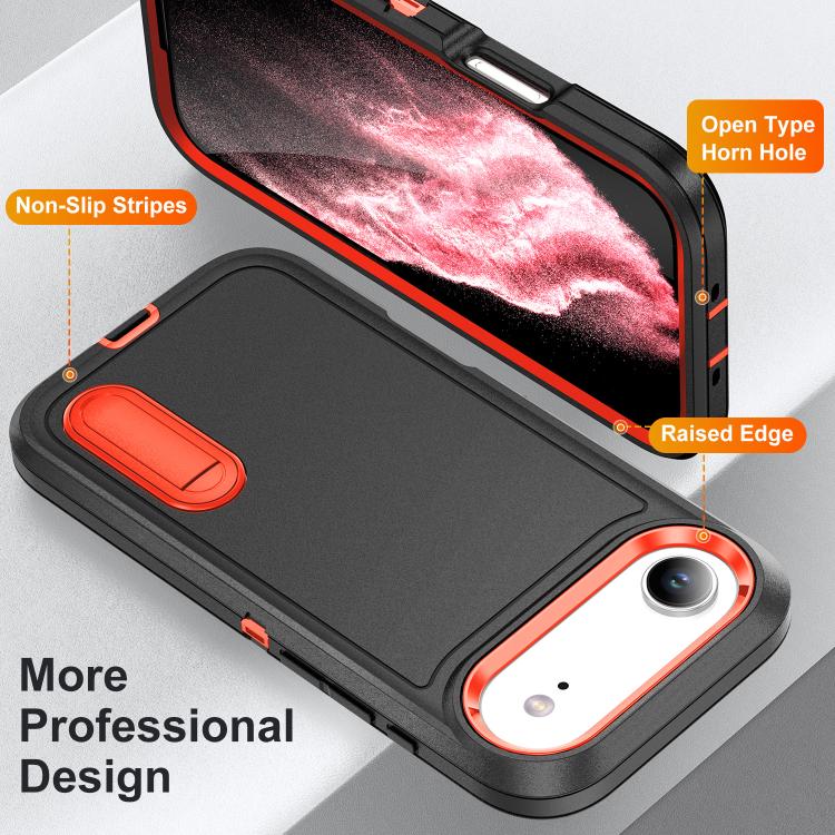 For iPhone Air Rugged PC + Silicone Phone Case with Holder