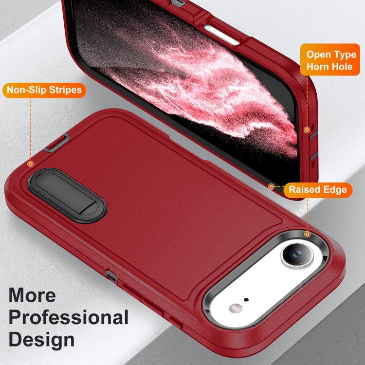 For iPhone Air Rugged PC + Silicone Phone Case with Holder