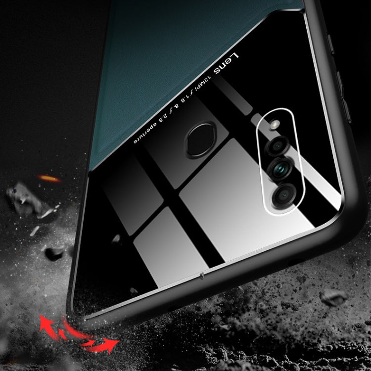 For OPPO A8 All-inclusive Leather + Organic Glass Protective Case with Metal Iron Sheet