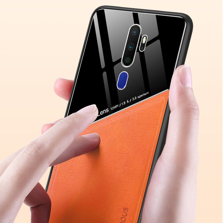 For OPPO A11x / A9(2020) All-inclusive Leather + Organic Glass Protective Case with Metal Iron Sheet