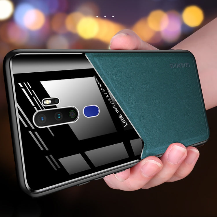 For OPPO A11x / A9(2020) All-inclusive Leather + Organic Glass Protective Case with Metal Iron Sheet