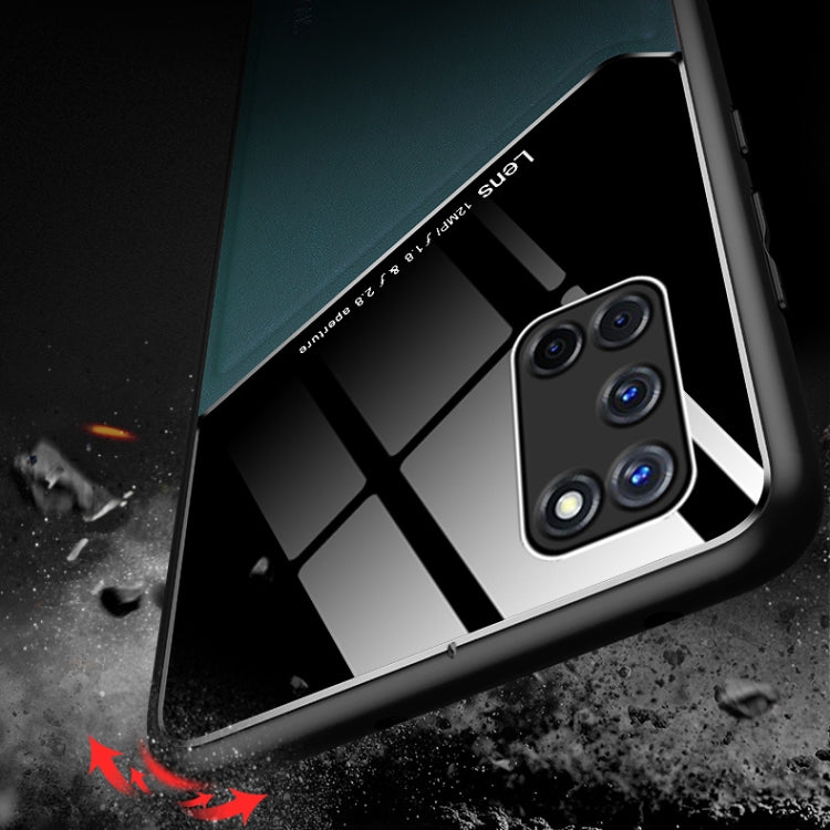 For OPPO A52 All-inclusive Leather + Organic Glass Protective Case with Metal Iron Sheet