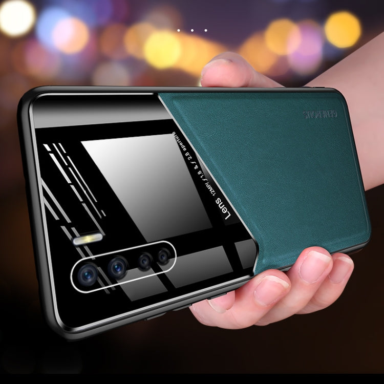 For OPPO A91 All-inclusive Leather + Organic Glass Protective Case with Metal Iron Sheet