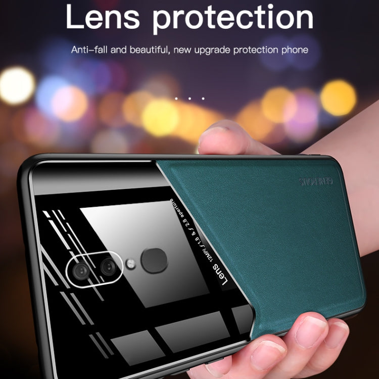 For OPPO F11 All-inclusive Leather + Organic Glass Protective Case with Metal Iron Sheet