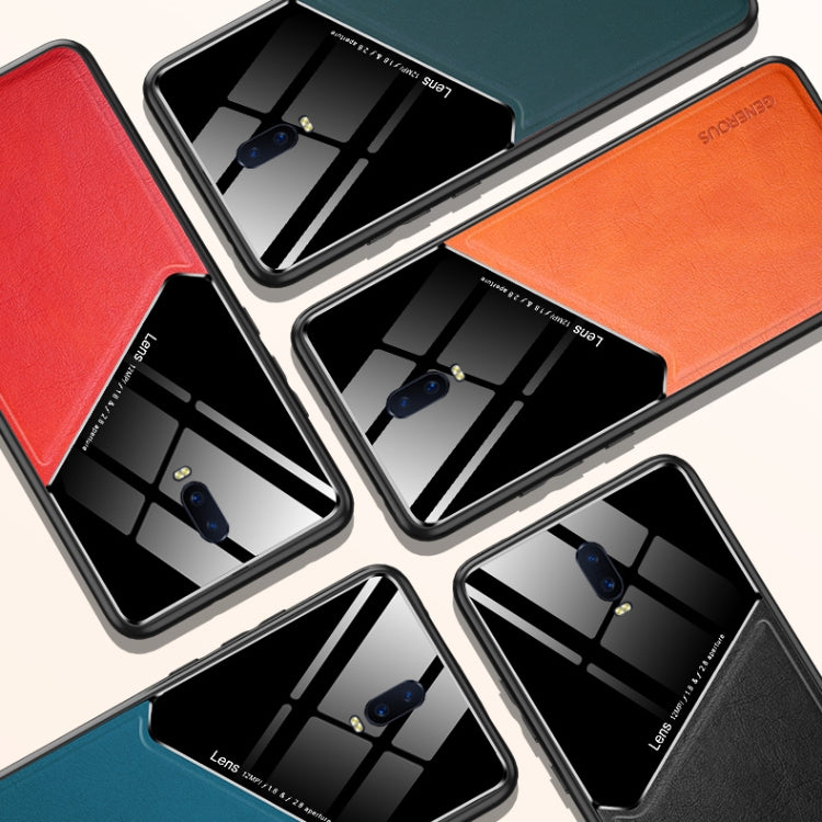 For OPPO R17 All-inclusive Leather + Organic Glass Protective Case with Metal Iron Sheet