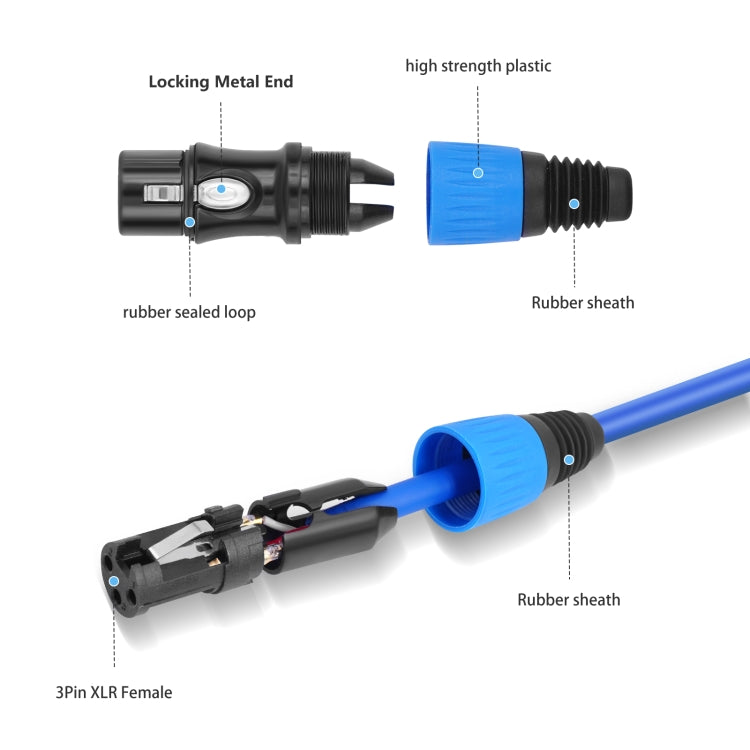 6 Color / Set JC1015 XLR 3pin Male to Female Audio Cable, Length:1m