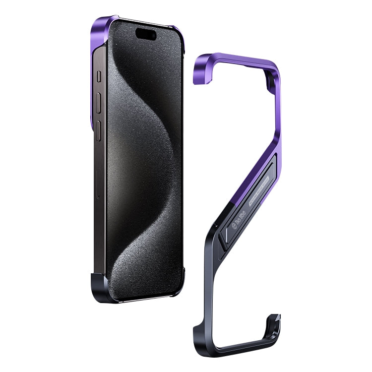 For iPhone 15 Pro Max S-shaped Stand Frameless Metal Phone Case