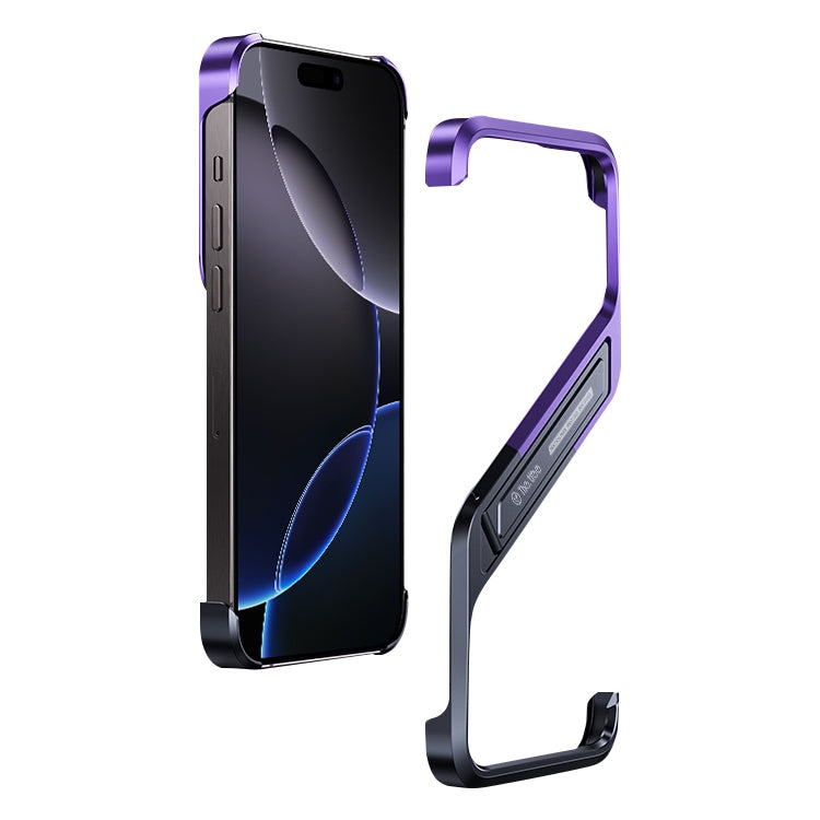 For iPhone 16 Pro S-shaped Stand Frameless Metal Phone Case
