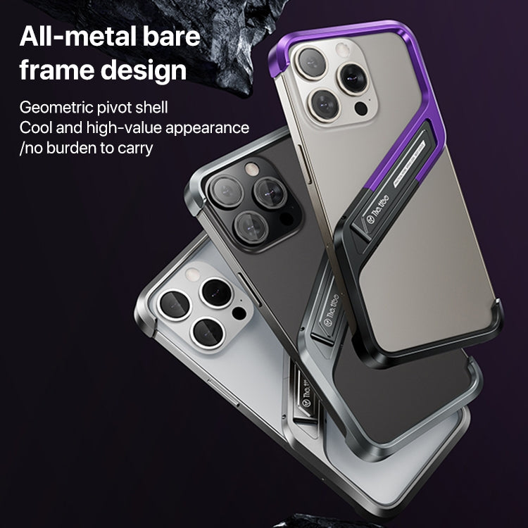 For iPhone 15 Pro Max S-shaped Stand Frameless Metal Phone Case