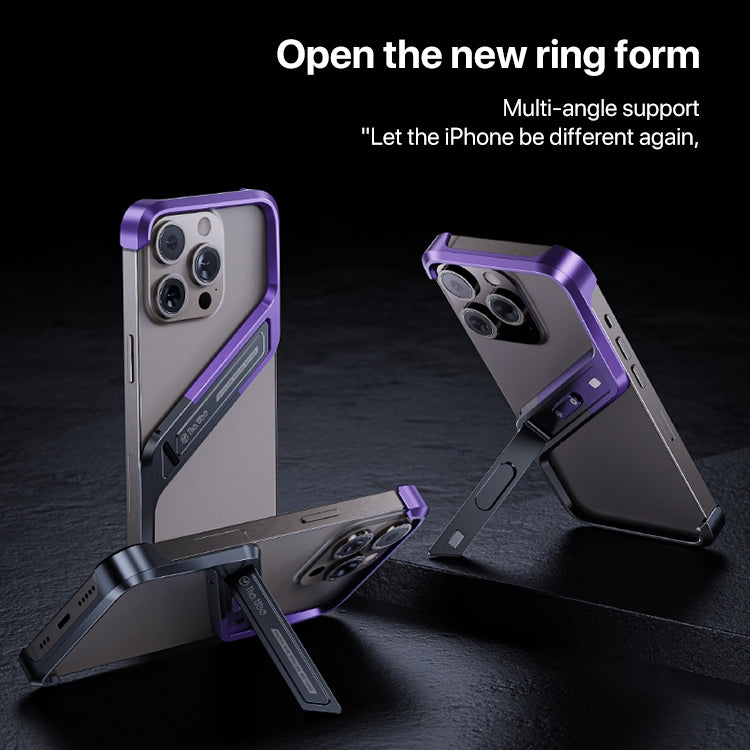 For iPhone 15 Pro Max S-shaped Stand Frameless Metal Phone Case