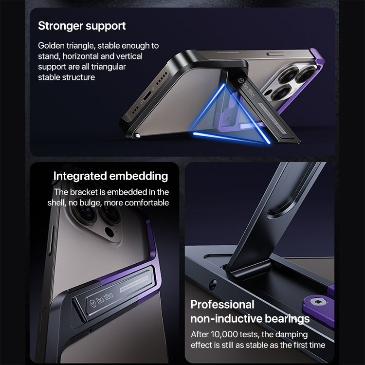 For iPhone 15 Pro Max S-shaped Stand Frameless Metal Phone Case