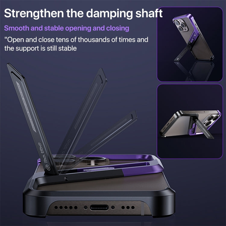 For iPhone 15 Pro Max S-shaped Stand Frameless Metal Phone Case