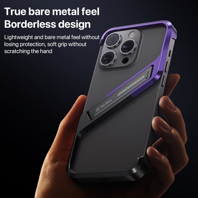 For iPhone 15 Pro Max S-shaped Stand Frameless Metal Phone Case