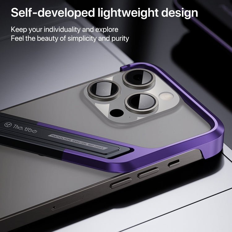 For iPhone 15 Pro Max S-shaped Stand Frameless Metal Phone Case