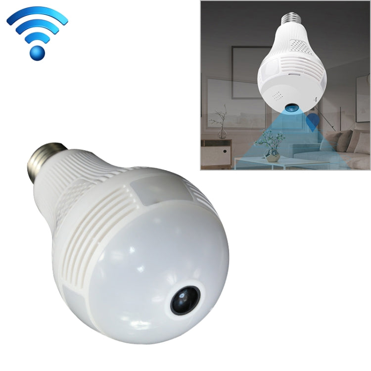B2-L 2.0 Million Pixels 360-degrees Panoramic Lighting Monitoring Dual-use WiFi Network HD Bulb Camera, Support Motion Detection & Two-way voice, Specification:Host+32G Card(White)