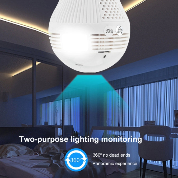 B2-L 2.0 Million Pixels 360-degrees Panoramic Lighting Monitoring Dual-use WiFi Network HD Bulb Camera, Support Motion Detection & Two-way voice, Specification:Host+32G Card(White)