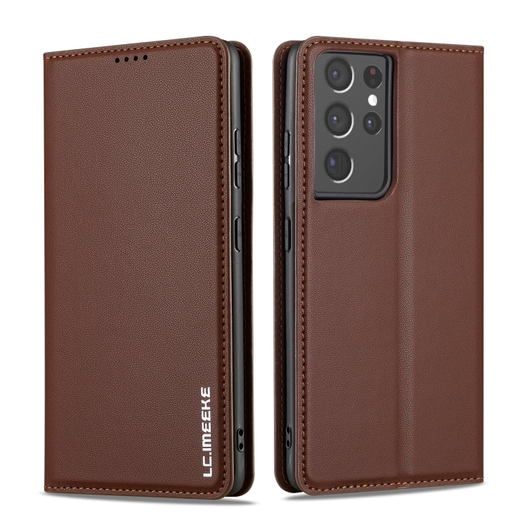 For Samsung Galaxy S21 Ultra 5G LC.IMEEKE L1 Series Frosted Fine Texture PU Phone Case