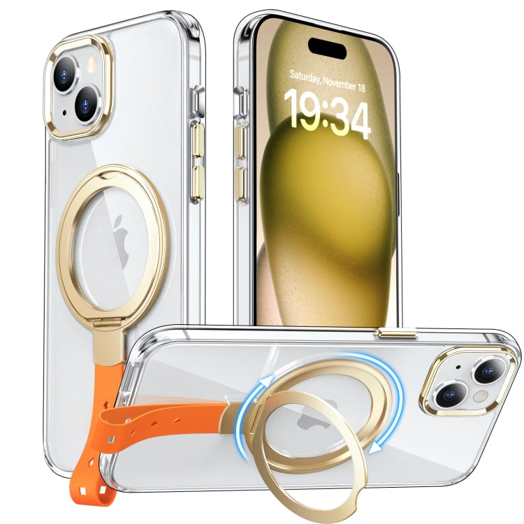 For iPhone 15 Plus Holder Hand Strap MagSafe Transparent Phone Case