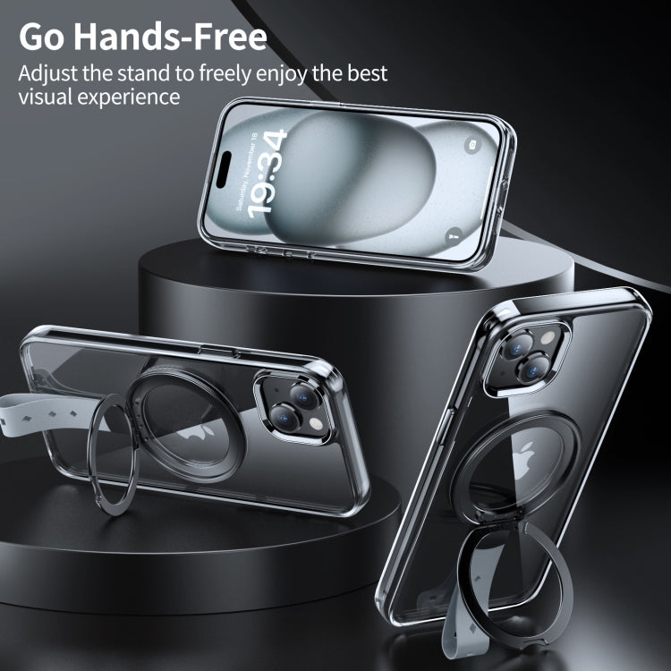 For iPhone 15 Holder Hand Strap MagSafe Transparent Phone Case